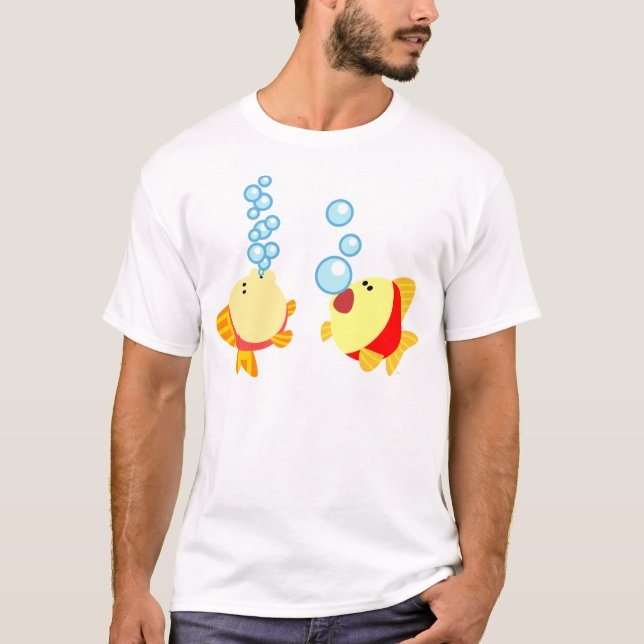 Cute Bubbling Cartoon Fish Children T-Shirt (Front)