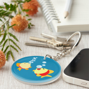 Cute Bubbling Cartoon Fish Keychain