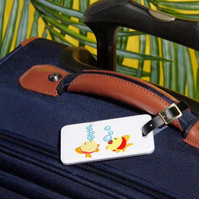 Cute Bubbling Cartoon Fish Luggage Tag (Front Insitu 3)
