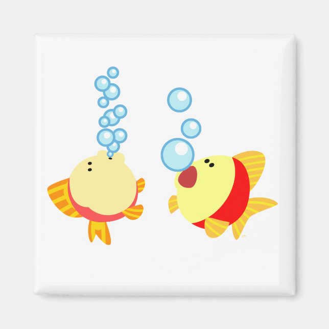 Cute Bubbling Cartoon Fish Magnet (Front)