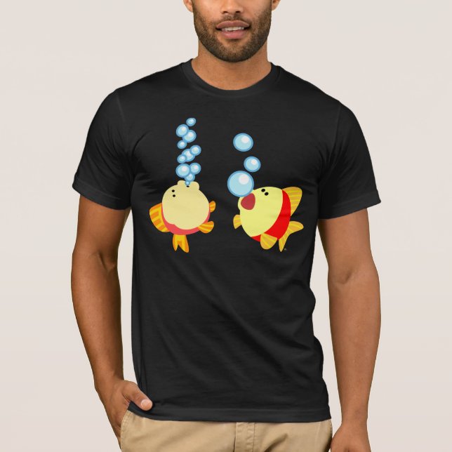 Cute Bubbling Cartoon Fish T-Shirt (Front)