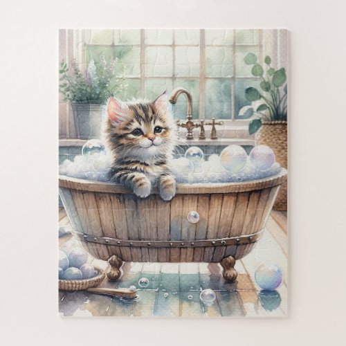 Cute Bubbly Kitten Bath Time Jigsaw Puzzle