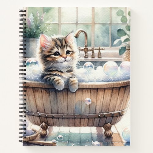 Cute Bubbly Kitten Bath Time Notebook
