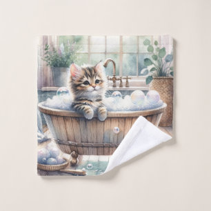 Cute Bubbly Kitten Bath Time Towel Set