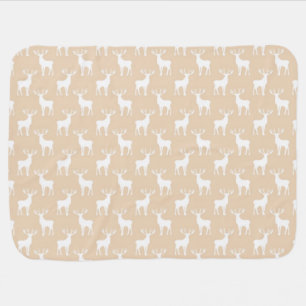 Cute Buck Deer Pattern in Brown and White Baby Blanket