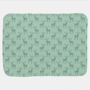 Cute Buck Deer Pattern in Sage Green Baby Blanket