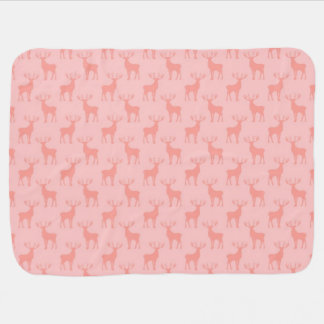 Cute Buck Deer Pattern in Soft Pink Stroller Blanket