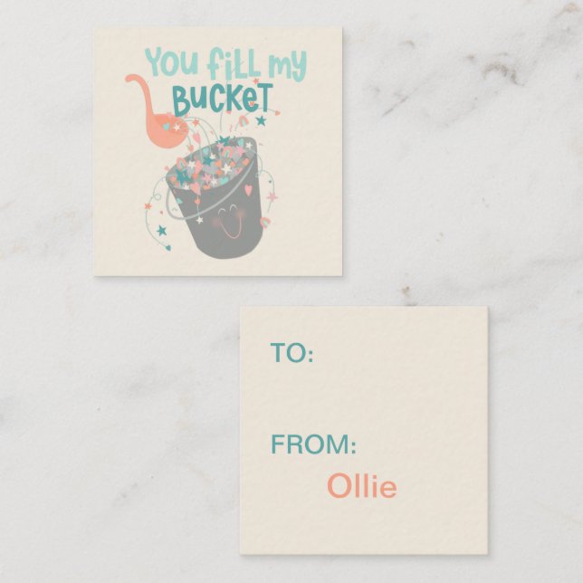 Cute Bucket Filler kids design Square Business Card (Front/Back)