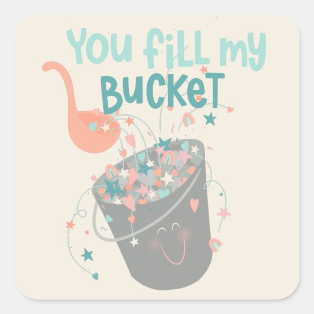 Cute Bucket Filler kids design Square Sticker (Front)