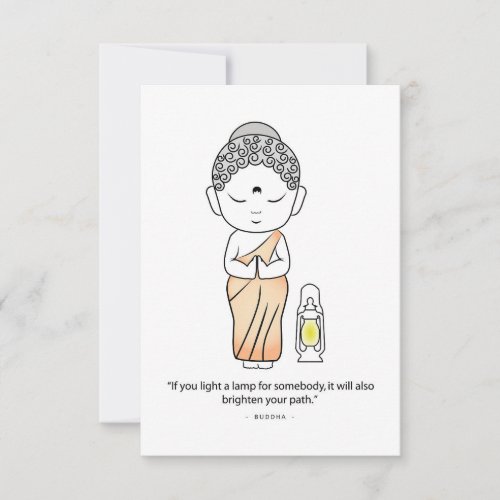 Cute Buddha With A Lamp Thank You Card