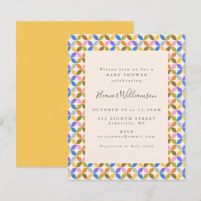 Cute Budget Colorful Simple Baby Shower Invitation (Front/Back)