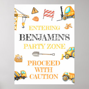 Cute budget Construction Birthday party Poster