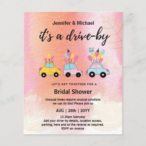 Cute BUDGET Drive_By Bridal Shower Invitations