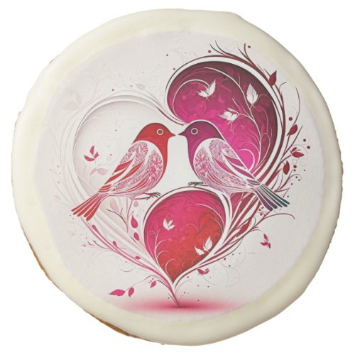 Cute Budget Heart Shaped Lovebirds Valentines Day Sugar Cookie