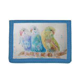 Cute Budgie budgies Watercolor Painting Art Wallet