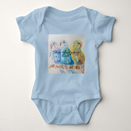 Cute Budgie First Birthday Pastel Bird Baby Birds Baby Bodysuit