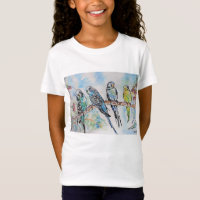 Cute Budgie Whimsical Watercolor Girls T Shirt