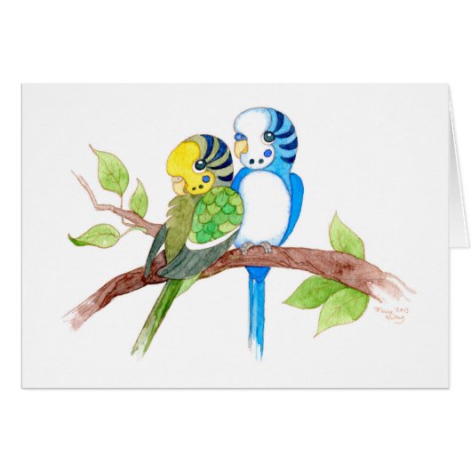 Cute budgies cards (Front Horizontal)
