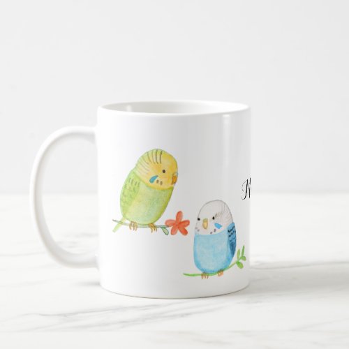 Cute Budgies Parakeet Bird Lover gift custom name Coffee Mug