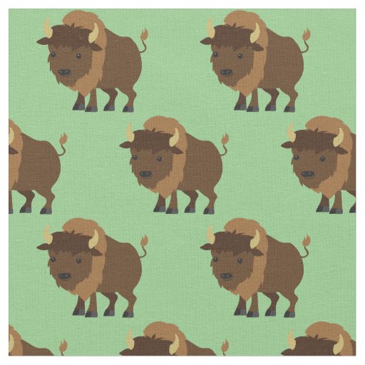 Cute Buffalo Bison Cartoon Kids Fabric