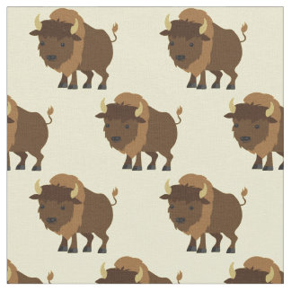 Cute Buffalo Bison Cartoon Kids Fabric