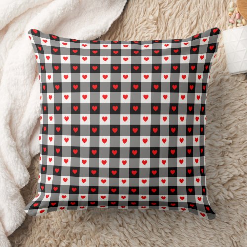   Cute Buffalo Heart Plaid Unique Rustic Farmhouse Throw Pillow