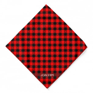 Cute Buffalo Plaid With Stars Name To Personalize Bandana