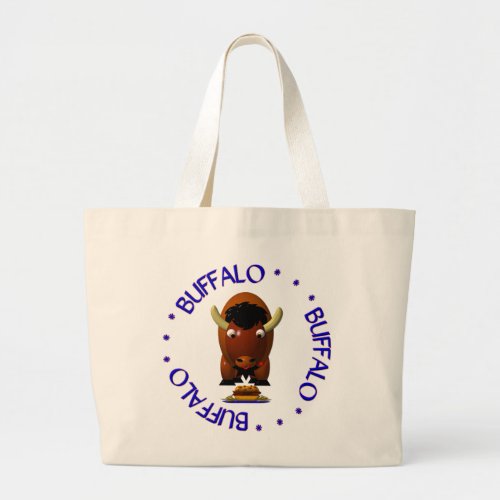 Cute Buffalo with Beef on Weck and Buffalo Wings Large Tote Bag