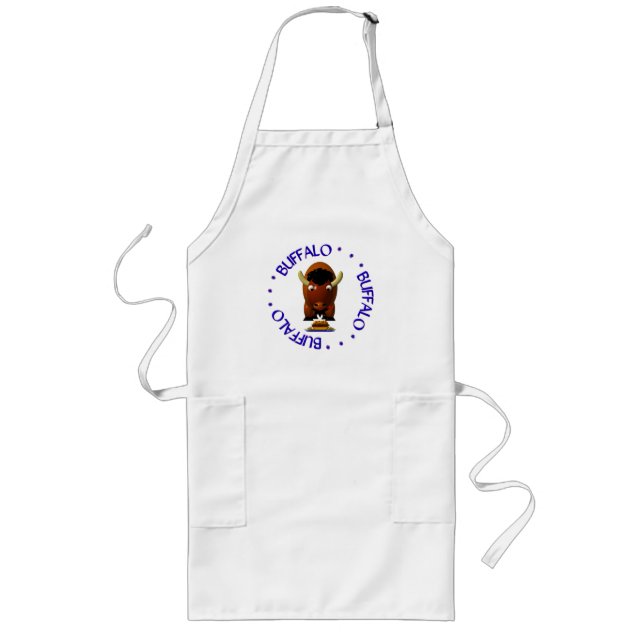 Cute Buffalo with Beef on Weck and Buffalo Wings Long Apron (Front)