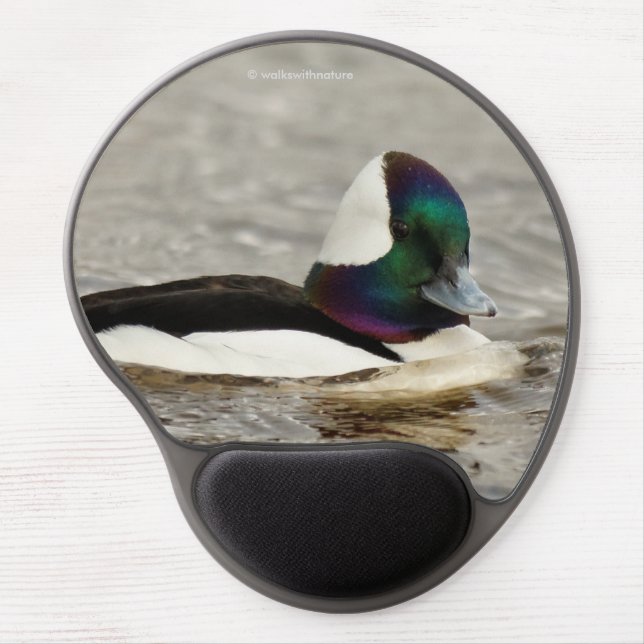 Cute Bufflehead Duck at the Pond Gel Mouse Pad (Front)