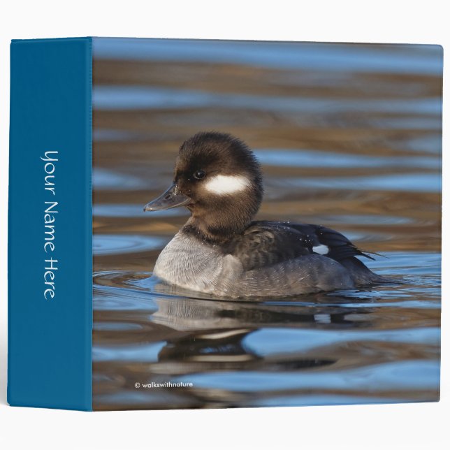 Cute Bufflehead Duck on Sunlit Waters Binder (Front/Spine)