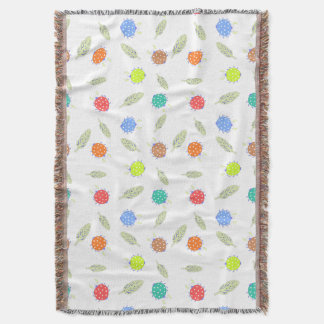Cute bug and leaves seamless pattern throw blanket