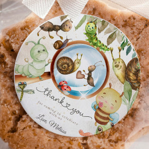 Cute Bug & Caterpillar Baby Shower Classic Round Sticker