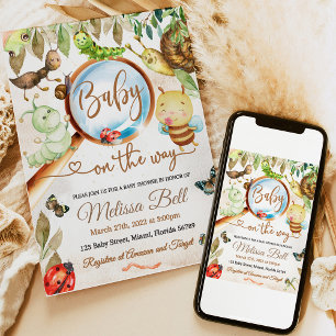Cute Bug & Caterpillar Baby Shower Invitation