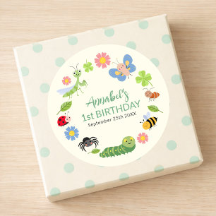 Cute Bug Ladybug Buttefly Kids 1st Birthday  Classic Round Sticker