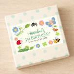 Cute Bug Ladybug Buttefly Kids 1st Birthday  Rectangular Sticker<br><div class="desc">These cute and modern kids' birthday stickers feature illustrations of adorable bugs,  including a butterfly,  spider,  ant,  ladybug,  bee,  caterpillar,  and praying mantis. Personalize it for your needs. Matching Items in our shop for a complete party theme.</div>