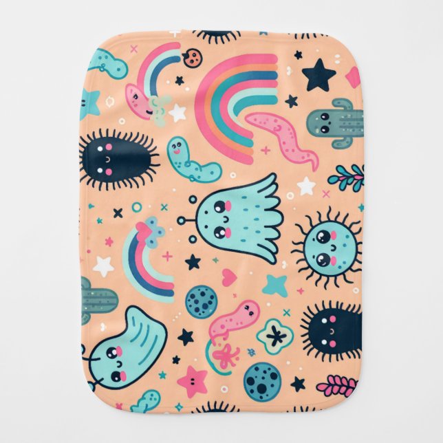 Cute Bugs Baby Burp Cloth (Front)