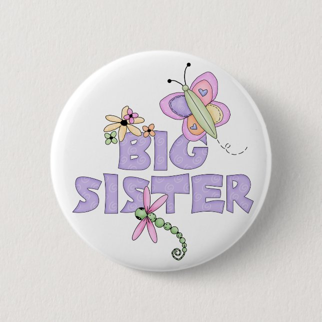 Cute Bugs Big Sister Pinback Button (Front)