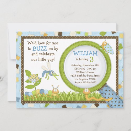 Cute Bugs Birthday Party Invitation