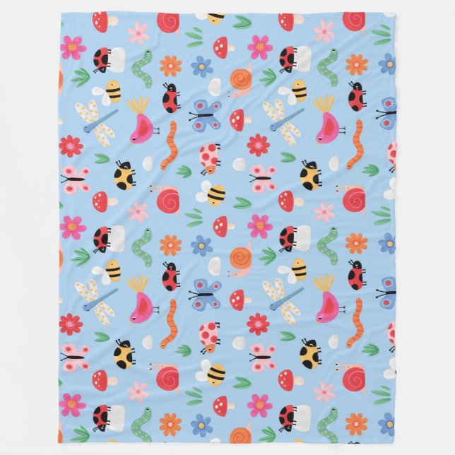 Cute Bugs Kids Fleece Blanket  (Front)