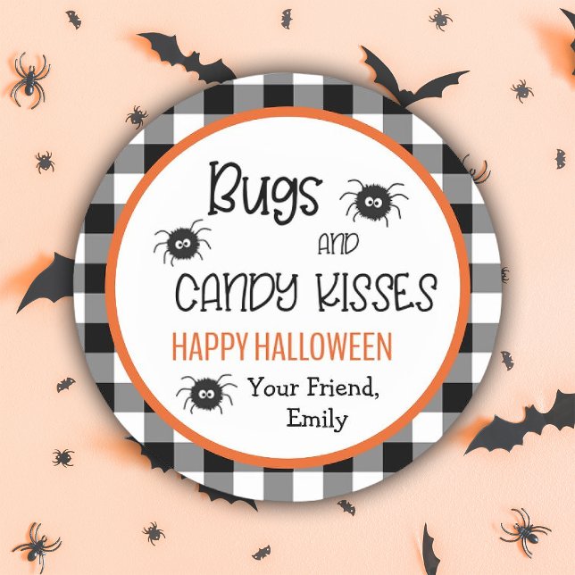 Cute Bugs & Kisses Halloween Party Favors for Kids Classic Round Sticker (Cute Bugs & Kisses Halloween Party Favors for Kids Classic Round Sticker)