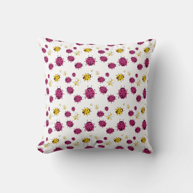 Cute Bugs Pattern Throw Pillow (Front)