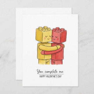 Cute Building Block Valentine Card for Couple