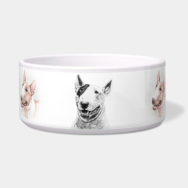 Cute Bull Terrier dog art Bowl (Left)