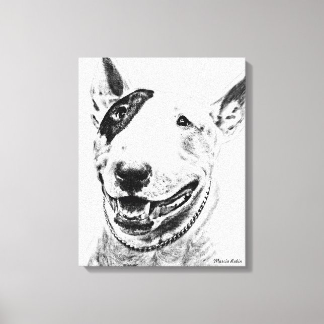 Cute Bull Terrier dog art Canvas Print (Front)