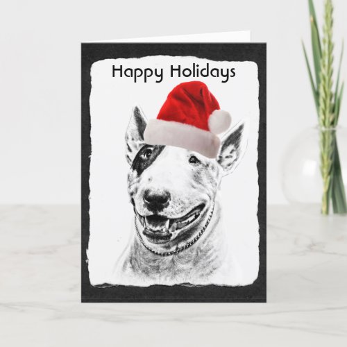 Cute Bull Terrier dog art Holiday Card