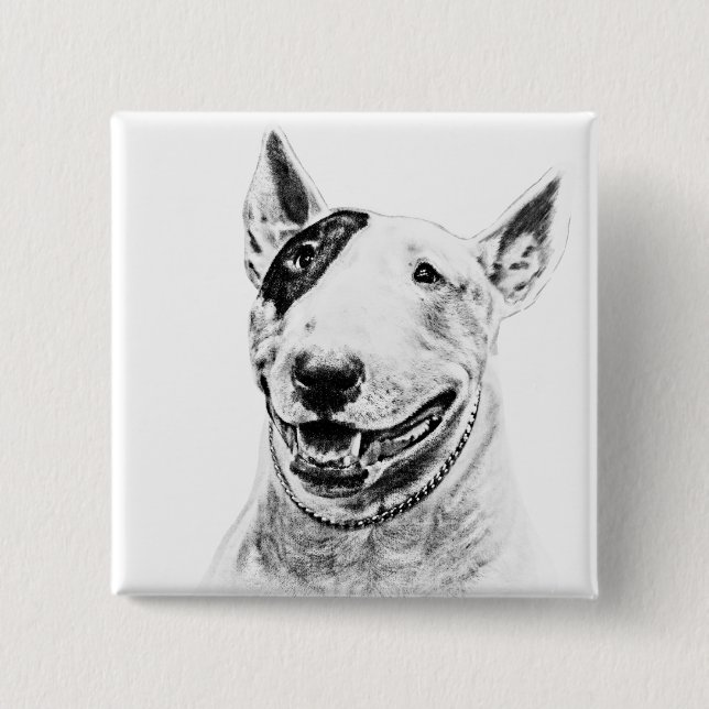 Cute Bull Terrier dog art Pinback Button (Front)