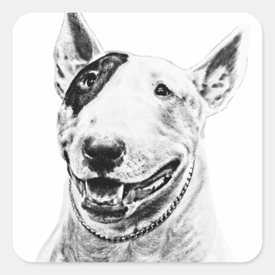 Cute Bull Terrier dog art Square Sticker