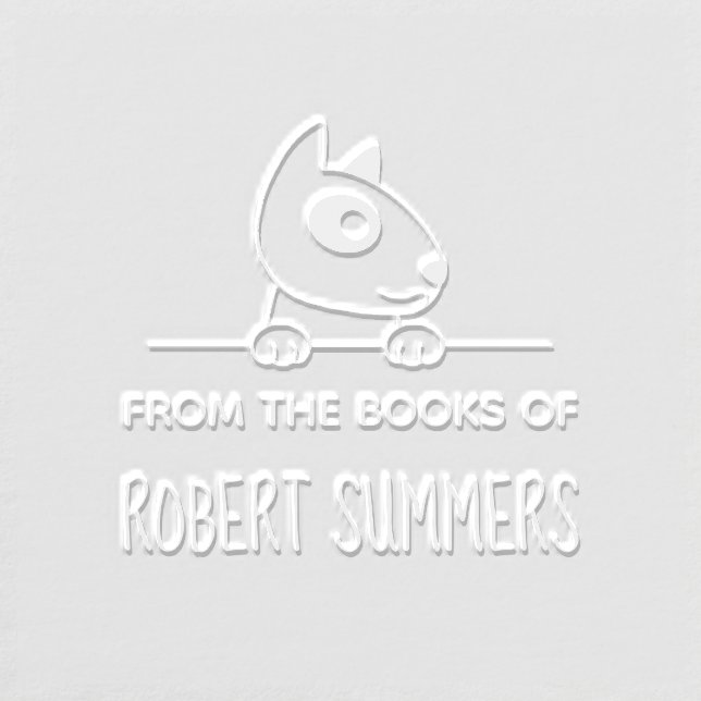 Cute Bull Terrier Dog Pet Bookplate Embosser (Design)