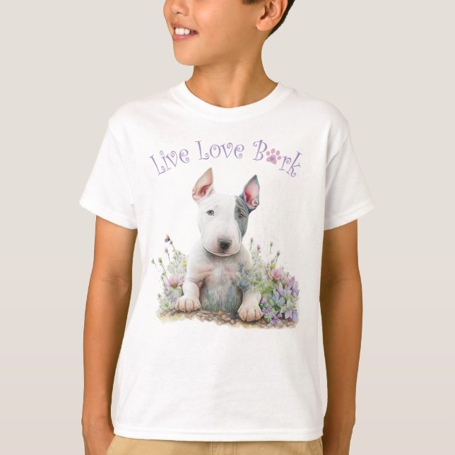 Cute Bull Terrier Floral T-Shirt (Front)